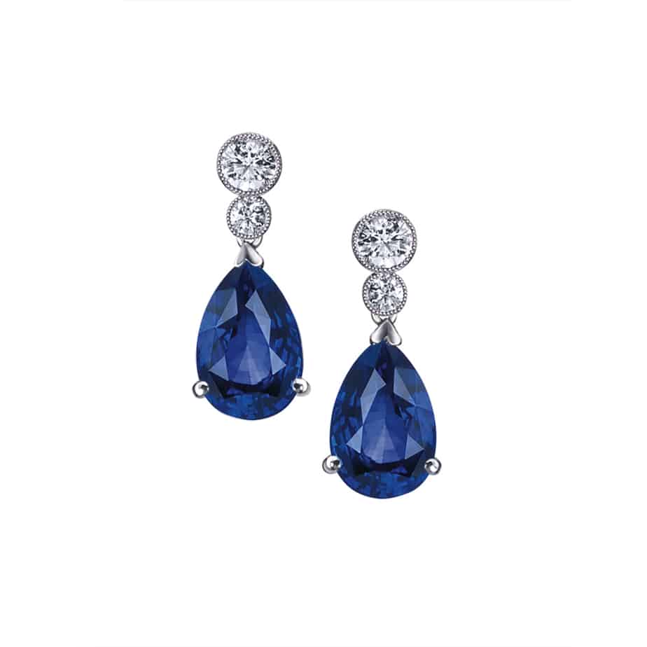 Sapphire and diamond drop earrings