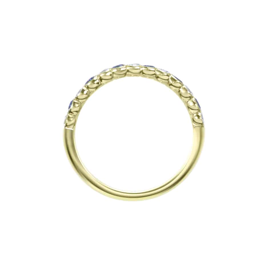 Sapphire and diamond cup half eternity ring
