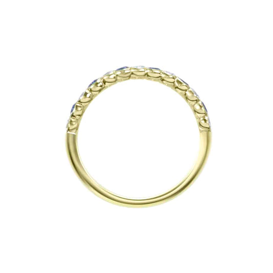 Sapphire and diamond cup half eternity ring