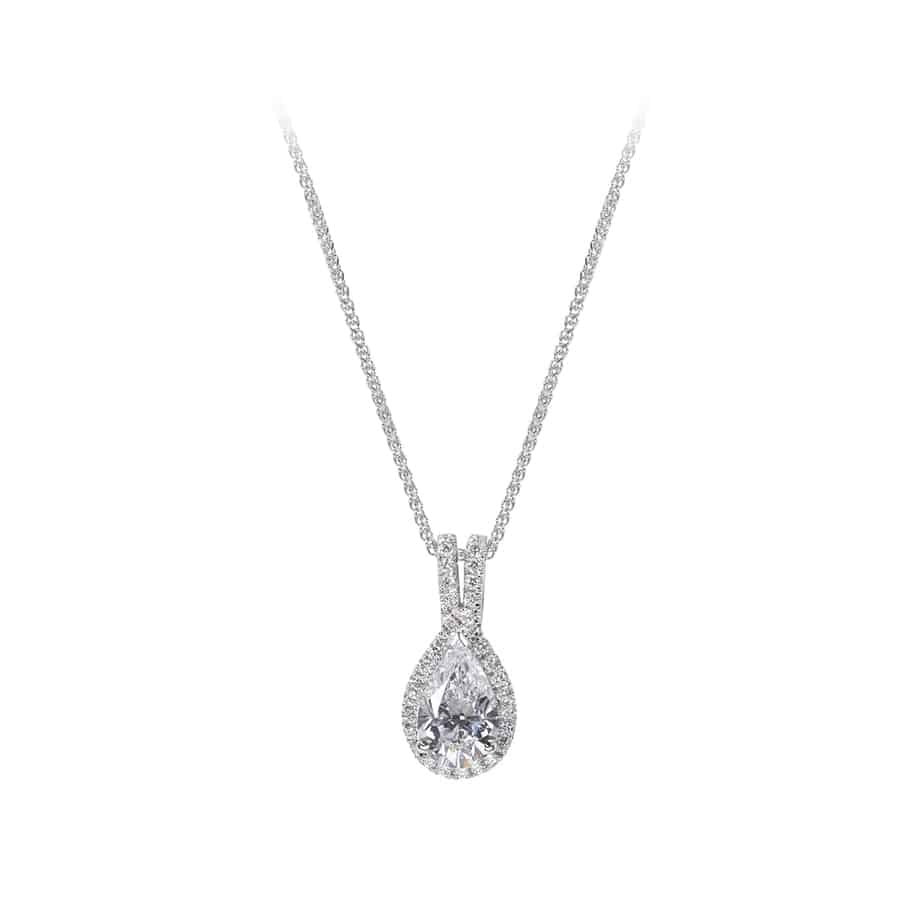 Microset diamond drop pendant