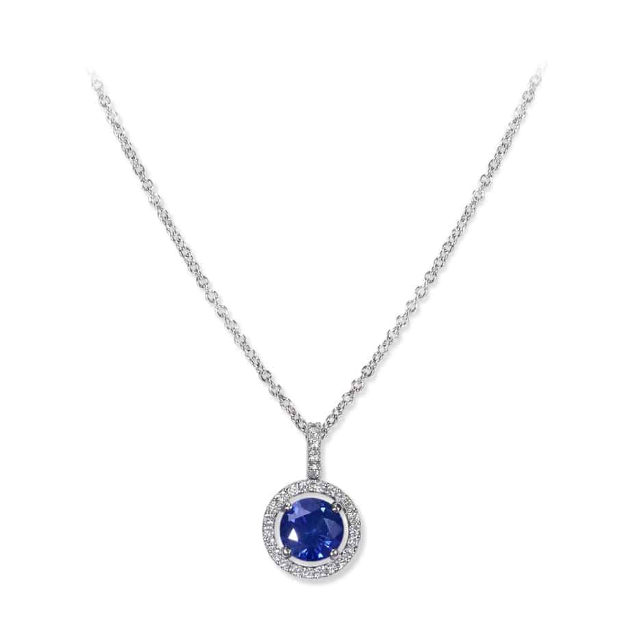 Sapphire and diamond microset pendant