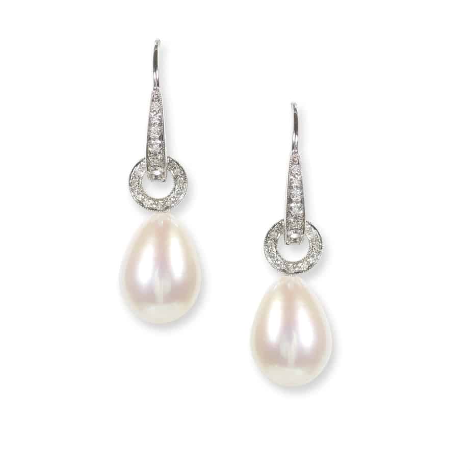 Jax pearl and diamond drop earrings