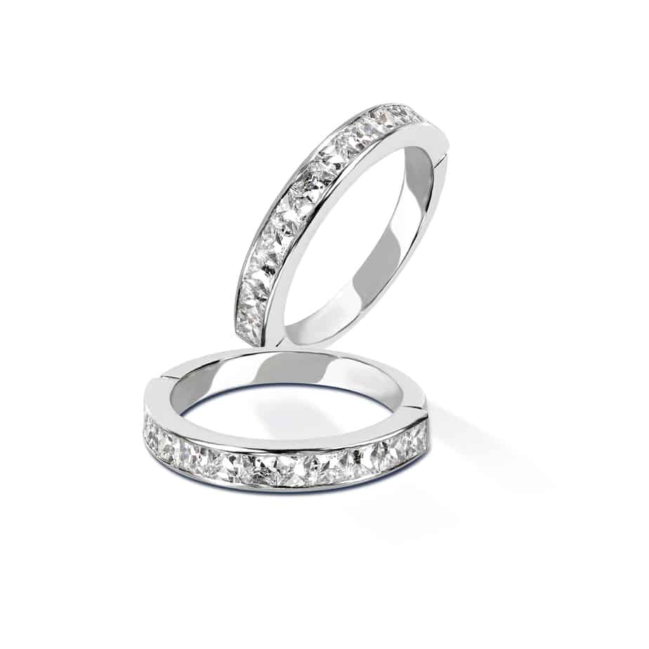 Channel set princess cut diamond half eternity ring