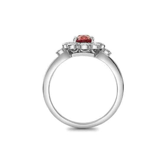 Oval Ruby and Diamond Cluster Ring