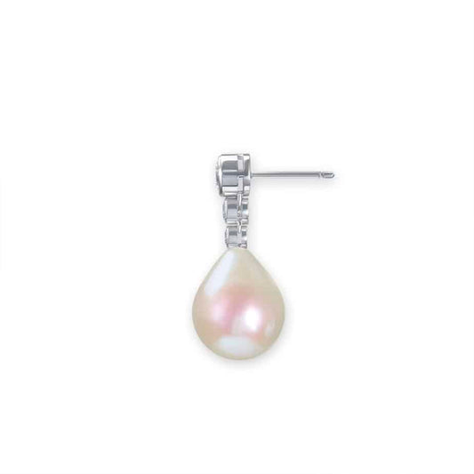 Pearl and diamond drop earrings
