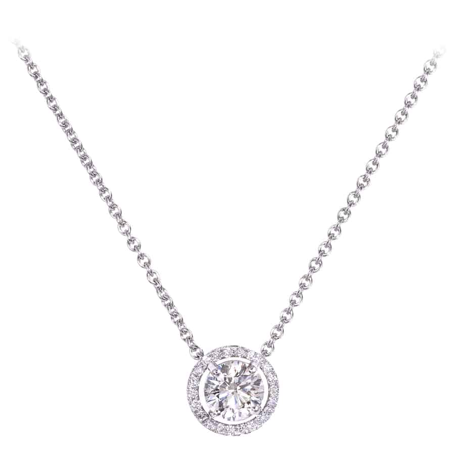 Small round brilliant diamond cluster pendant