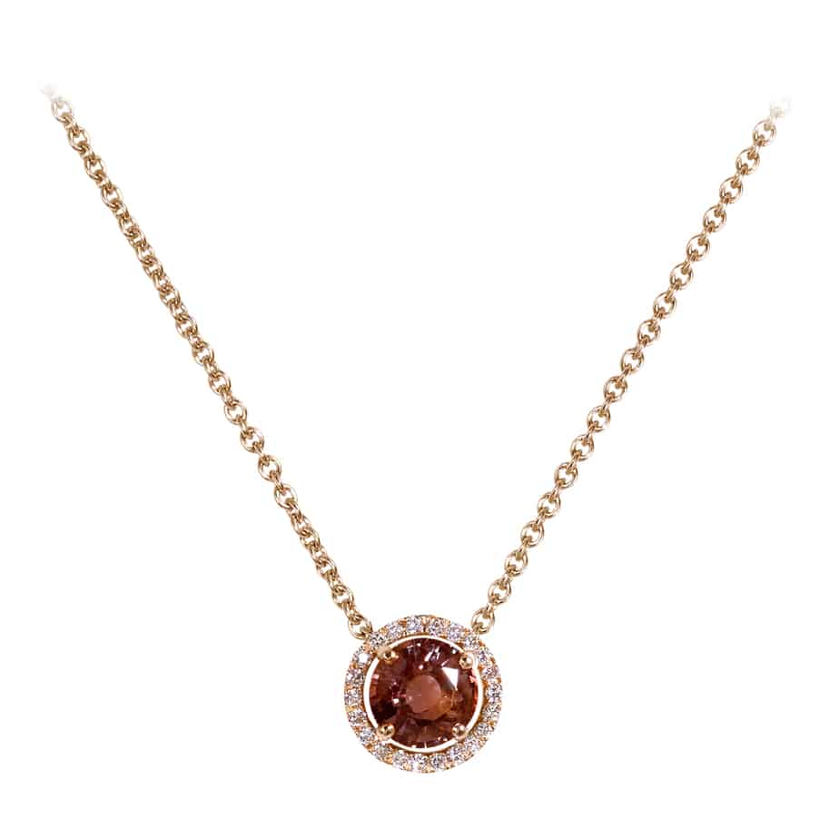 Brown Sapphire and diamond pendant