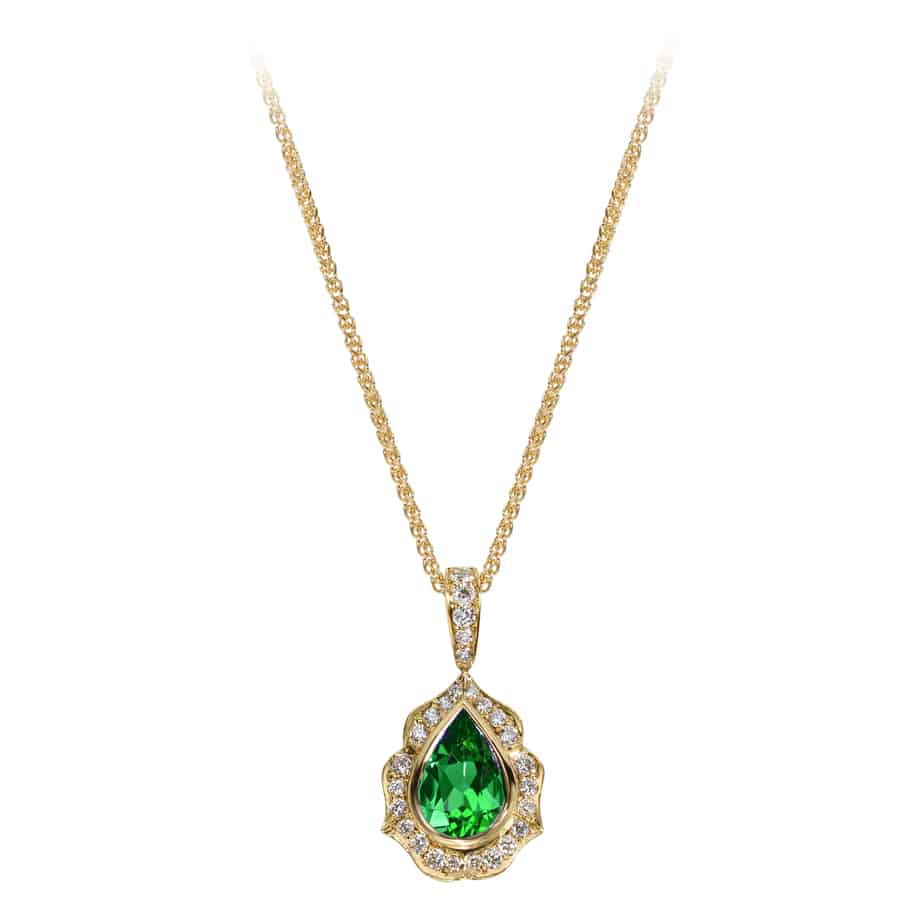 Tsavorite Garnet and diamond Ashley pendant