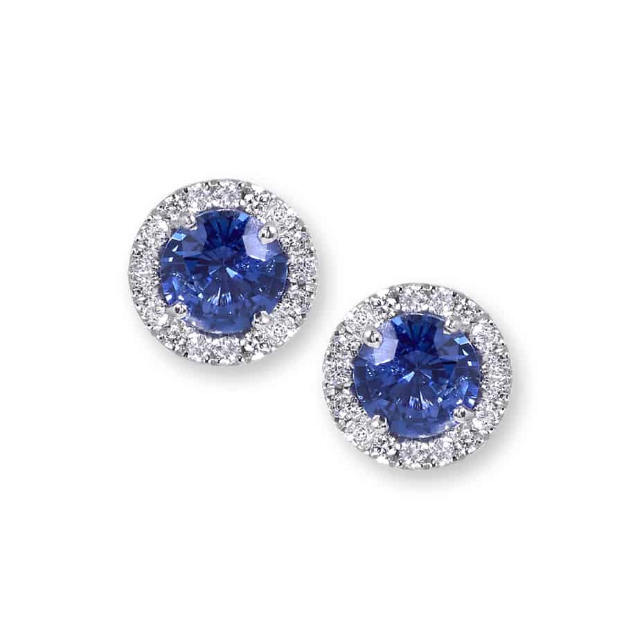 Sapphire and microset diamond cluster earrings