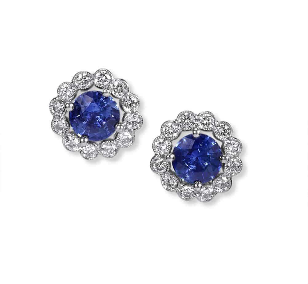 Sapphire and diamond In/Out cluster earrings