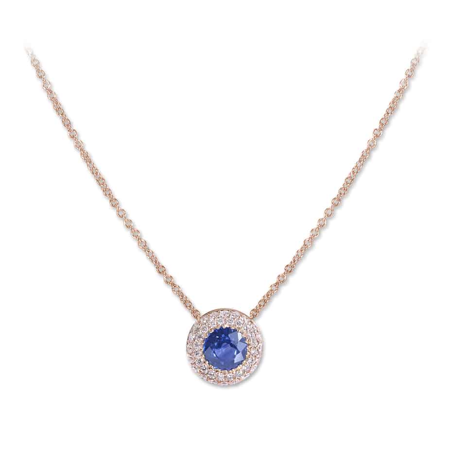 Sapphire and pave diamond pendant