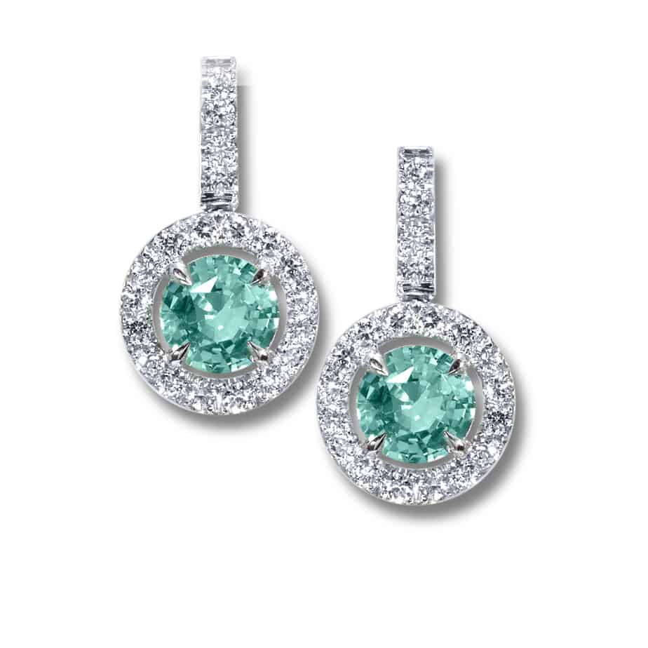 Paraiba Tourmaline and diamond drop earrings