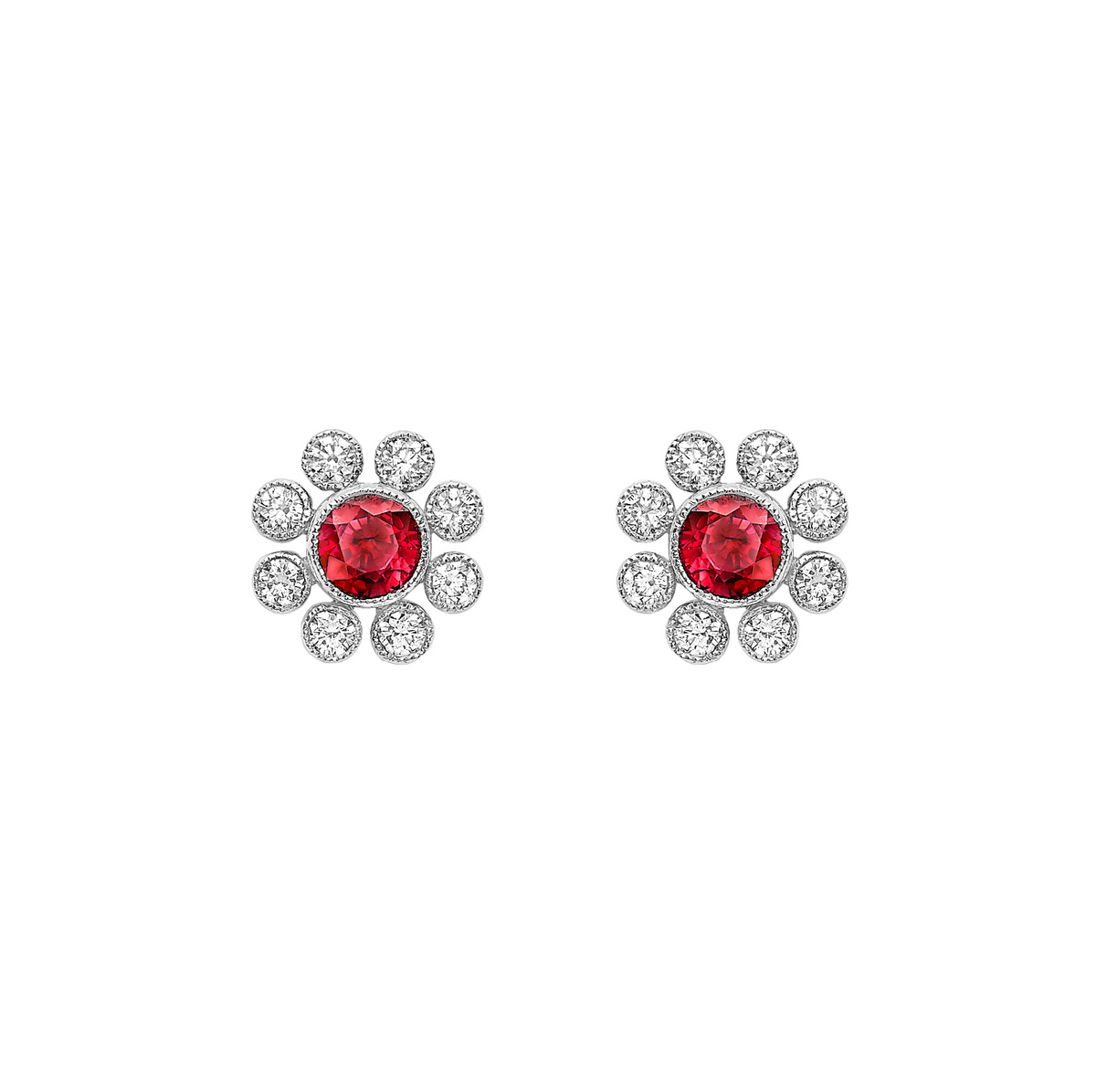 Rubover set ruby and diamond earrings