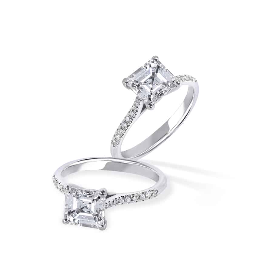 Asscher cut diamond single stone ring