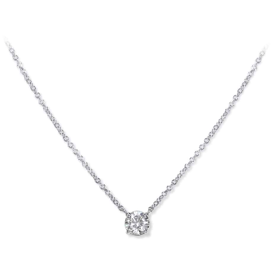 Round brilliant diamond single stone pendant