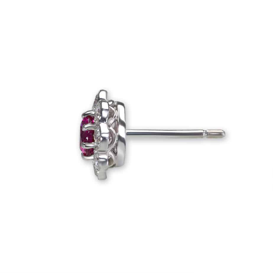 Medium classic ruby and diamond cluster earrings