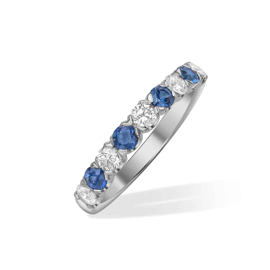 Sapphire & Diamond Half Eternity Ring