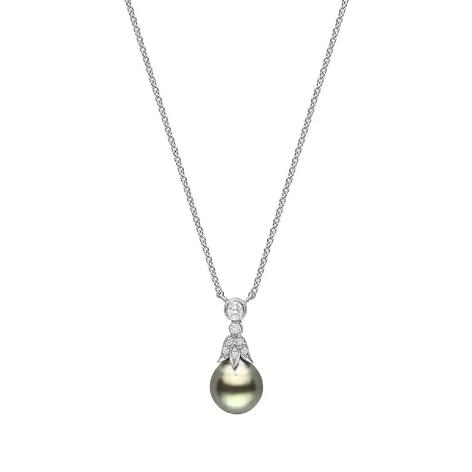 Trefoile diamond & Tahitian pearl pendant