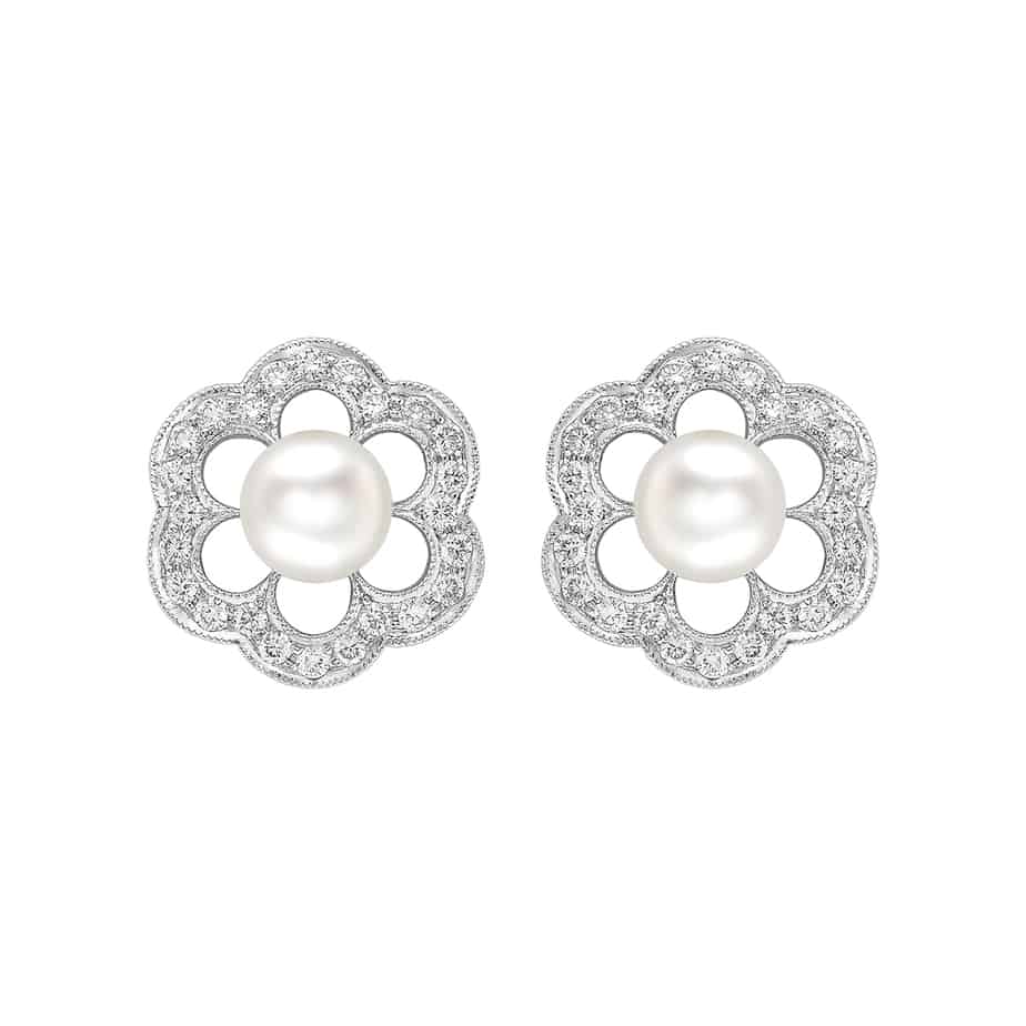 Pearl & Diamond Ralfonso Cluster Earrings