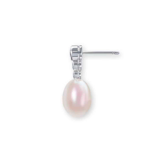 Pearl and diamond drop earrings
