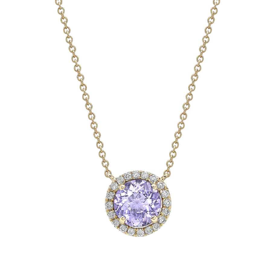 Lilac sapphire and diamond pendant