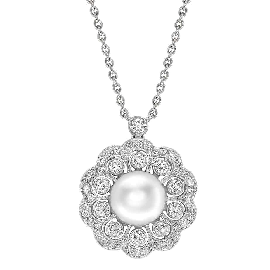 Bubble pearl & diamond pendant