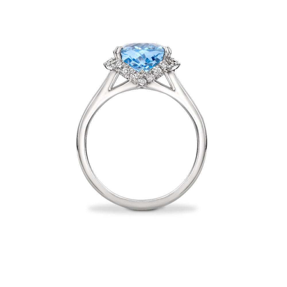 Oval aquamarine spilt shank ring