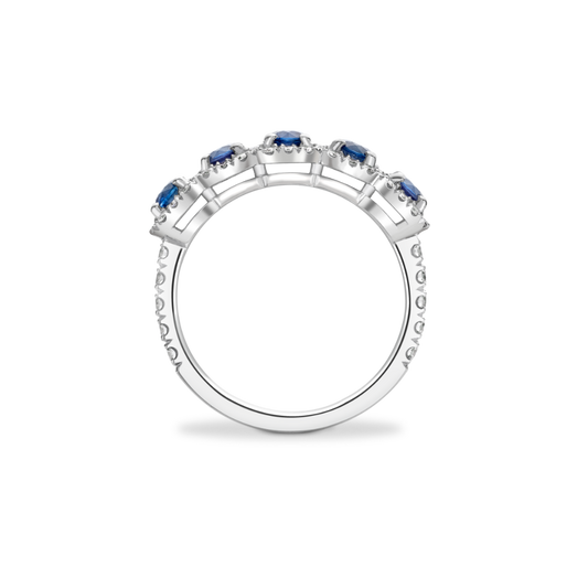 Sapphire halo half eternity ring
