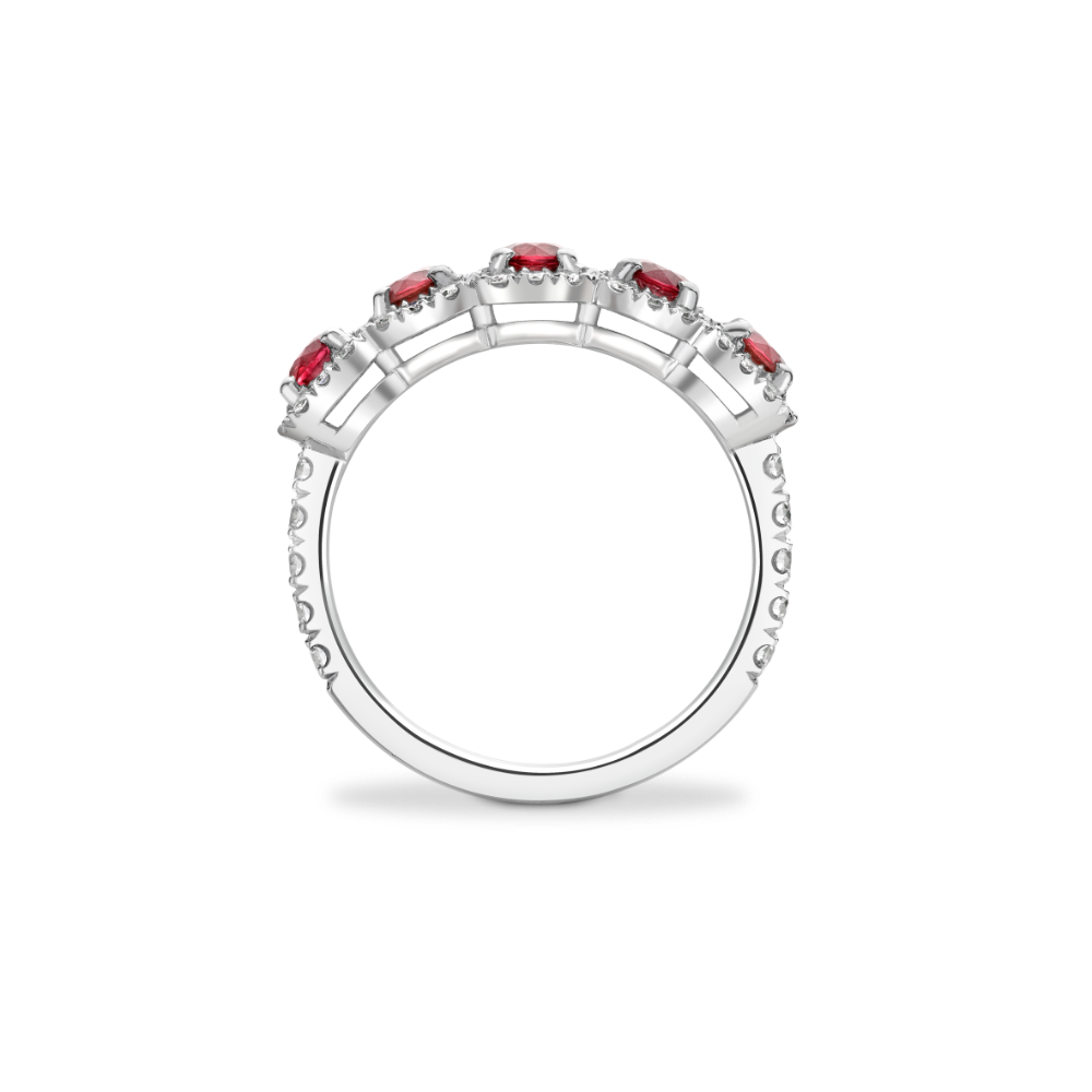 ruby halo half eternity ring