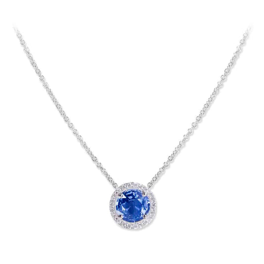Sapphire and microset diamond cluster pendant