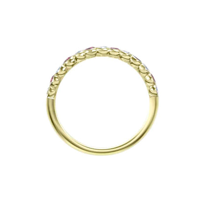 Ruby and diamond cup half eternity ring