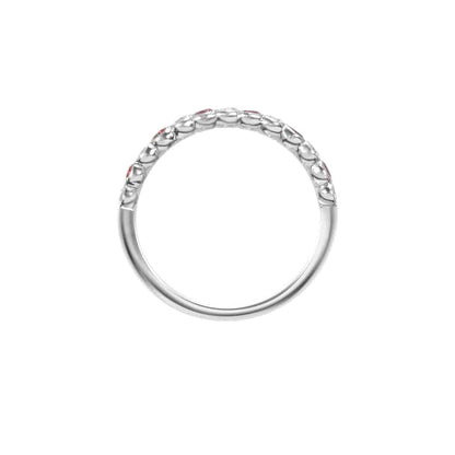 Ruby and diamond cup half eternity ring