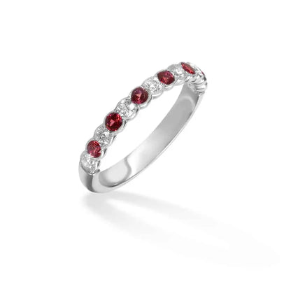 Ruby and diamond cup half eternity ring