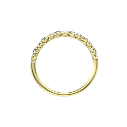 Sapphire and diamond cup half eternity ring