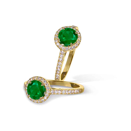Emerald and microset diamond cluster ring
