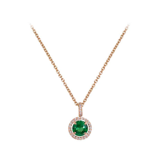 Tsavorite Garnet and diamond cluster pendant