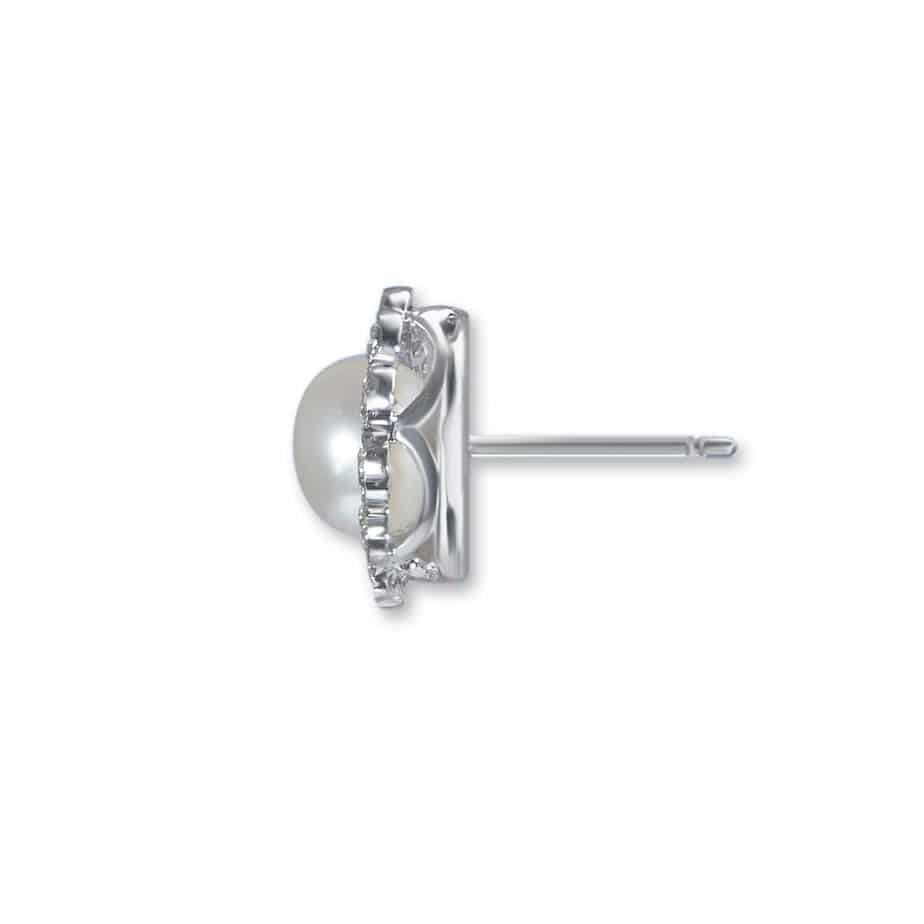 In/Out pearl and diamond cluster earrings