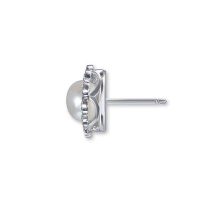 In/Out pearl and diamond cluster earrings