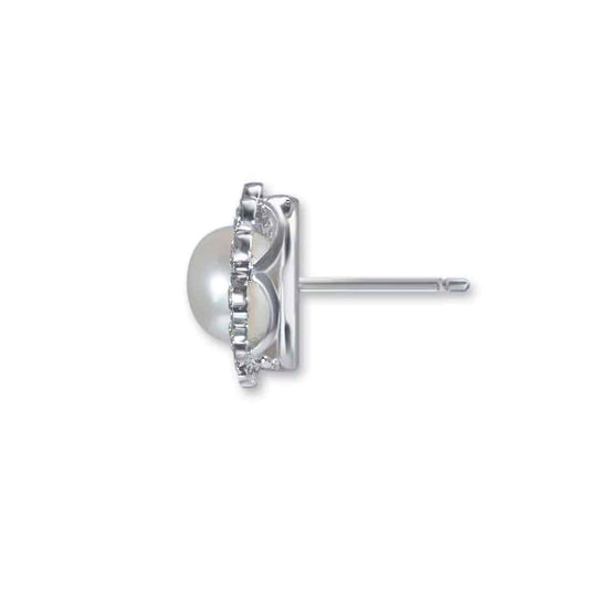 In/Out pearl and diamond cluster earrings