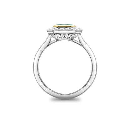 Octagon Emerald and Diamond Cluster Ring