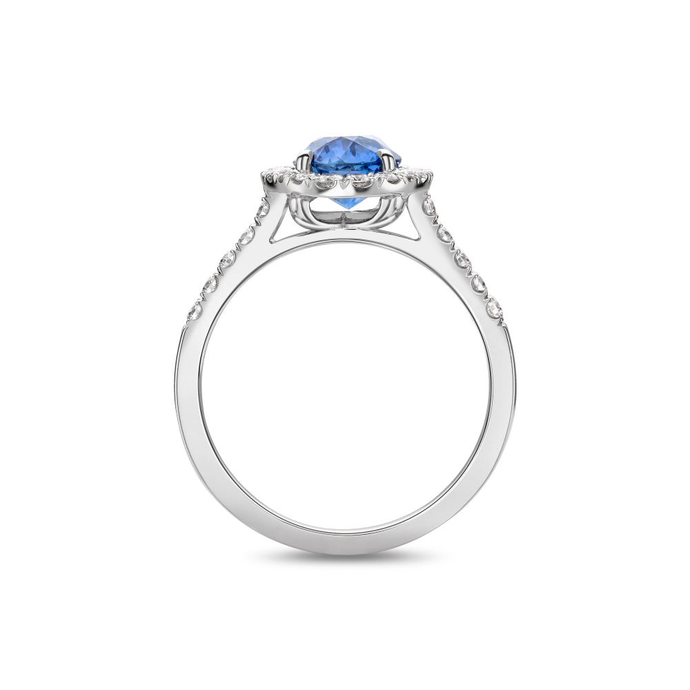 Oval sapphire and diamond Cluster