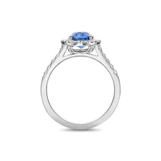 Oval sapphire and diamond Cluster