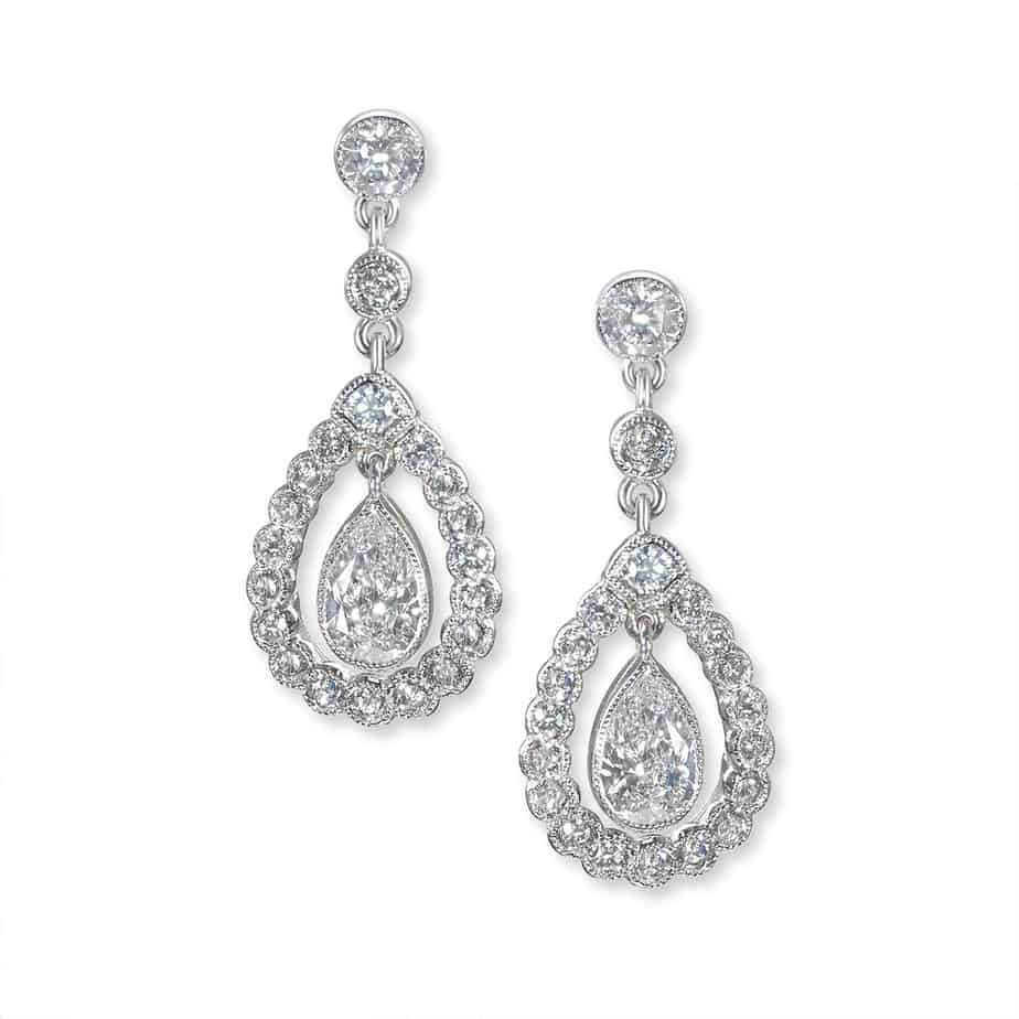 HST Diamond drop cluster earrings