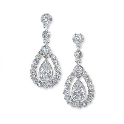 HST Diamond drop cluster earrings