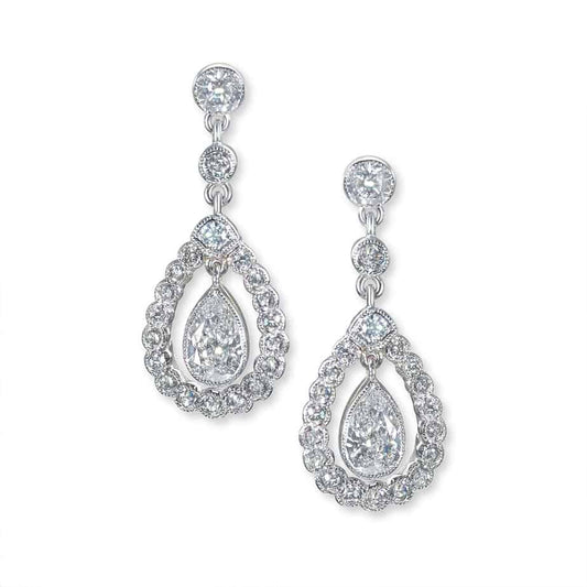 HST Diamond drop cluster earrings