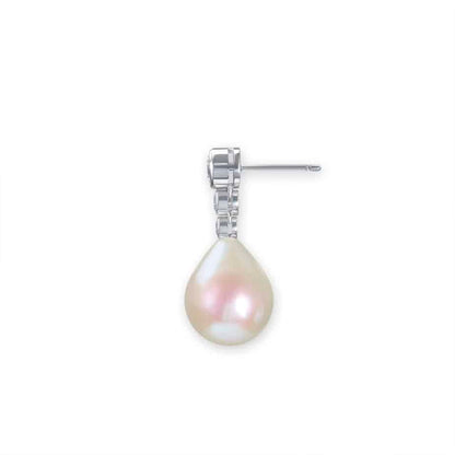 Pearl and diamond drop earrings