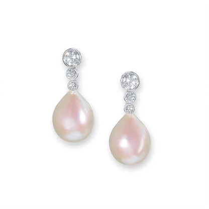 Pearl and diamond drop earrings