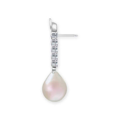 Reverse Trefoil pearl and diamond drop earrings