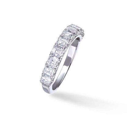 Assher cut diamond half eternity ring