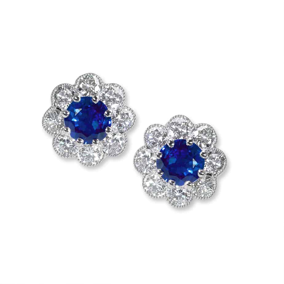 Classic sapphire and diamond cluster earrings